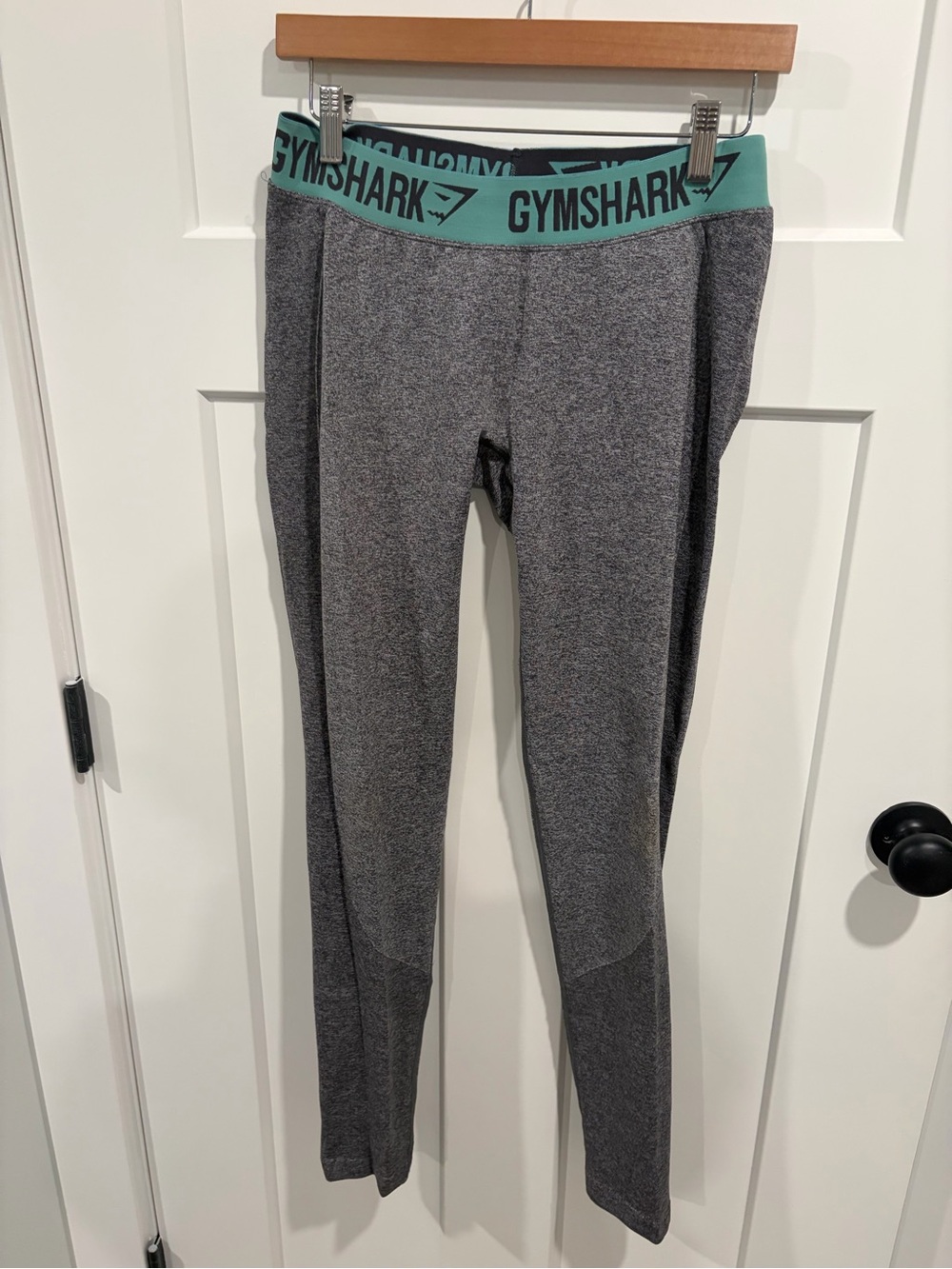 Gymshark Women’s Gray Leggings with Blue Waistband